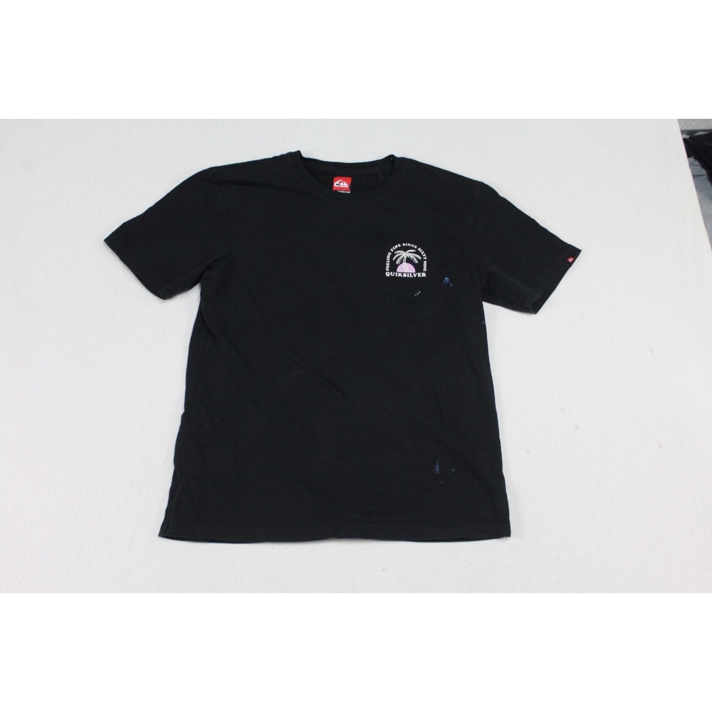Quick Silver Boy BLack Shirt Short Sleeve Crew Neck Size Small